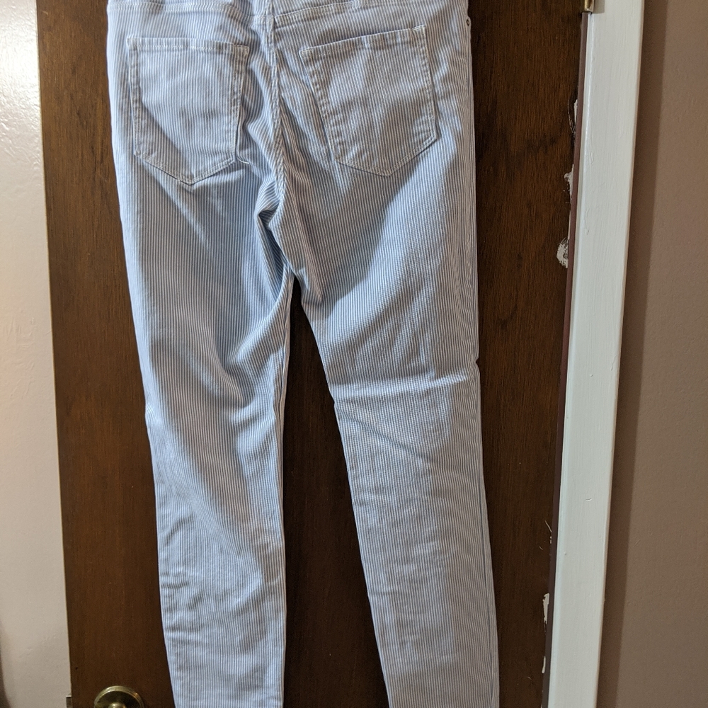Blue and white skinny jeans
